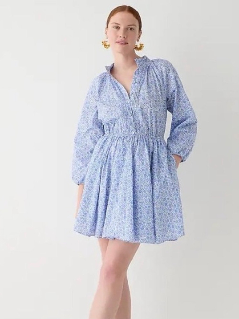 J. Crew with Liberty Fabric  Floral Long-Sleeve Mini Dress